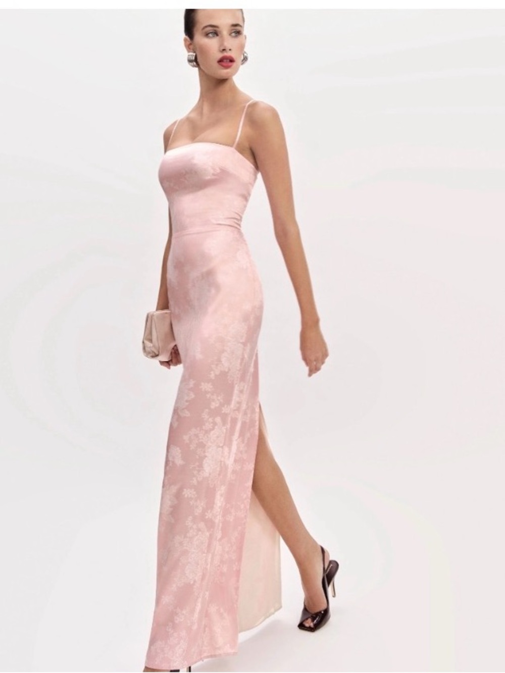 Reformation frankie silk dress in powder pink